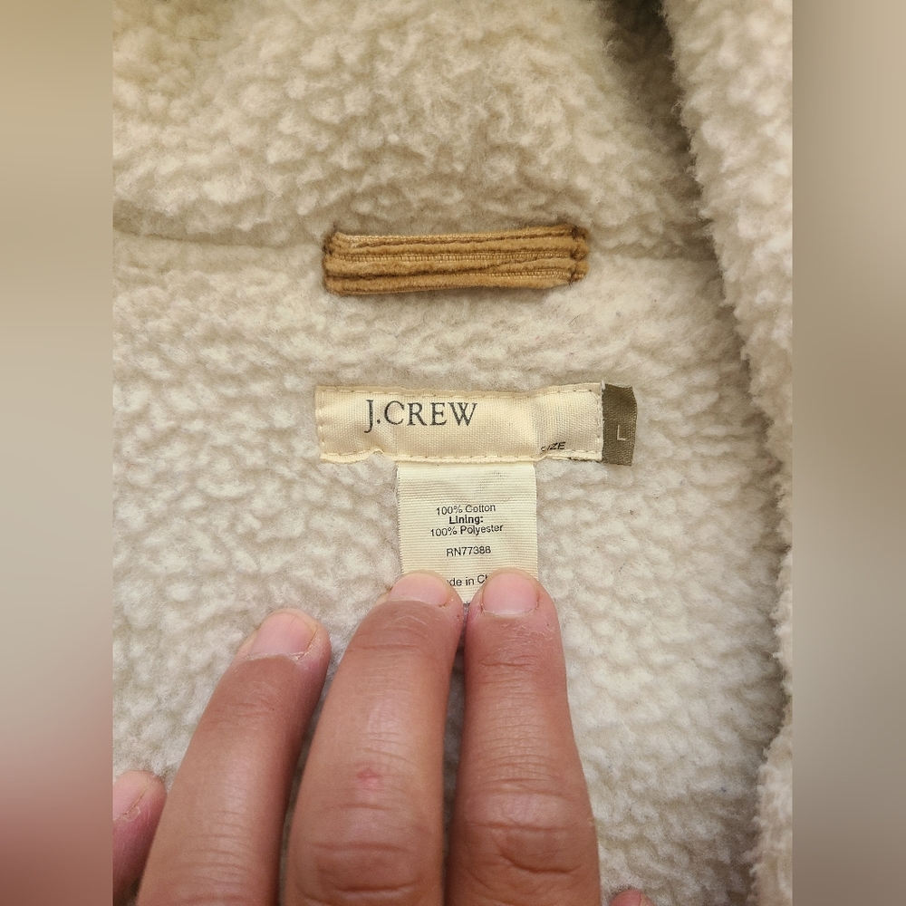 VINTAGE J. Crew Corduroy Jacket Sherpa Fleece Lined With Hood 90s Women Large - Picture 5 of 9